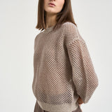 Maglia donna traforata tortora A99083F07 9106B49B PESERICO 