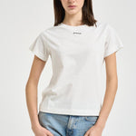 T-shirt donna girocollo bianca 100373A34F BASICOZ05 PINKO 