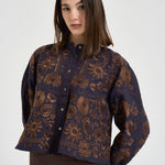 Blusa donna ricamata a mano marrone MATIAS BIGBLOUSENAVY ANTIK BATIK 