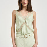 Top donna in stile lingerie verde 106623A385 LYDIAS86 PINKO 