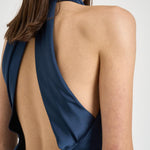 Abito donna lungo satinato blu 16193 BLUE ACTUALEE 