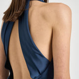Abito donna lungo satinato blu 16193 BLUE ACTUALEE 
