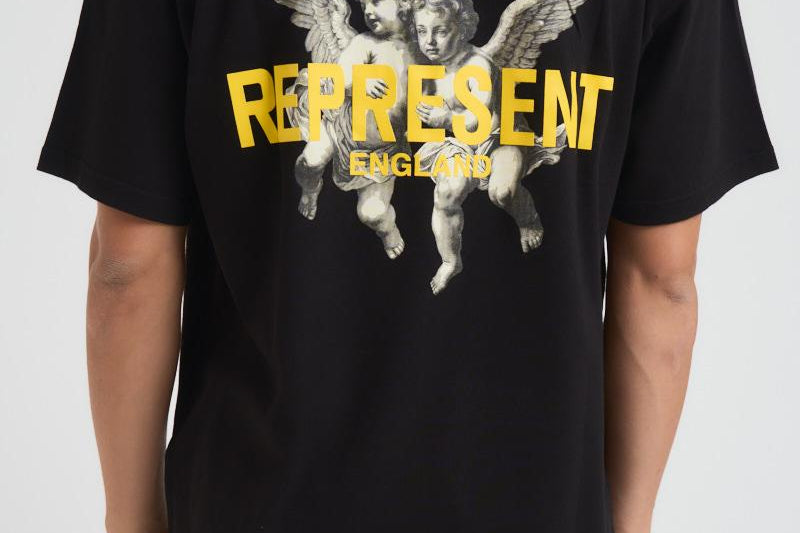 T-shirt uomo nera con stampe MLM100369 JETBLACK REPRESENT 