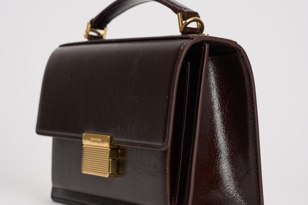 Borsa donna Venezia bag in pelle laminata testa di moro GWA00467 A00074955357 GOLDEN GOOSE 