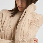 Maglione girocollo trecce donna Nils beige NILS 02ORGANIC KUJTEN 