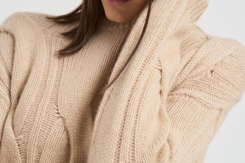Maglione girocollo trecce donna Nils beige NILS 02ORGANIC KUJTEN 