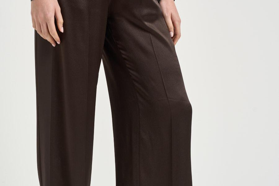 Pantalone donna satinato marrone Y6SM39 V22 SEMICOUTURE 