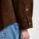 Camicia donna in suede marrone S1177 306 BAZAR DELUXE 