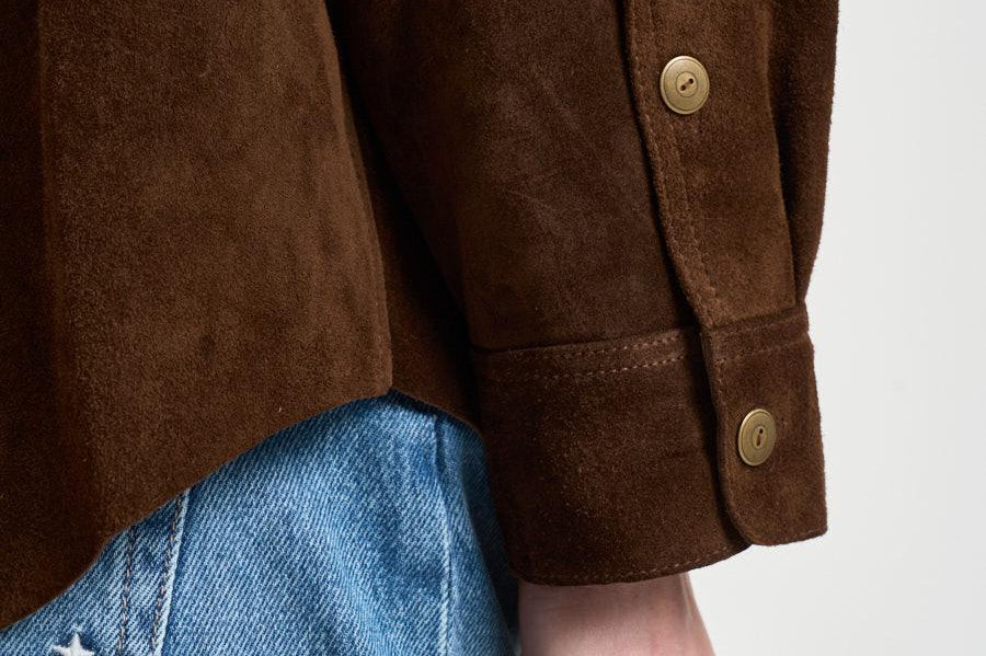 Camicia donna in suede marrone S1177 306 BAZAR DELUXE 