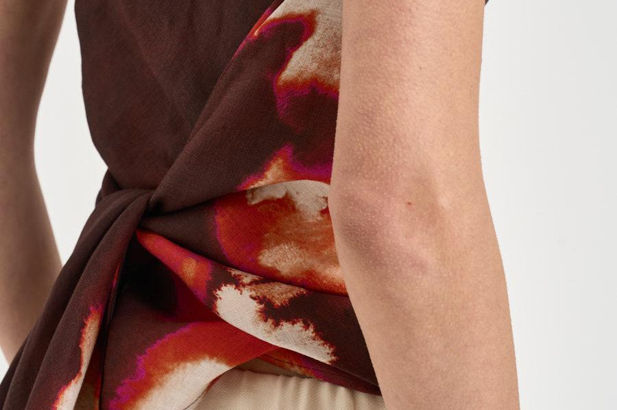 Top donna stampa a fantasia marrone L6SL64 FLW LIVIANA CONTI 