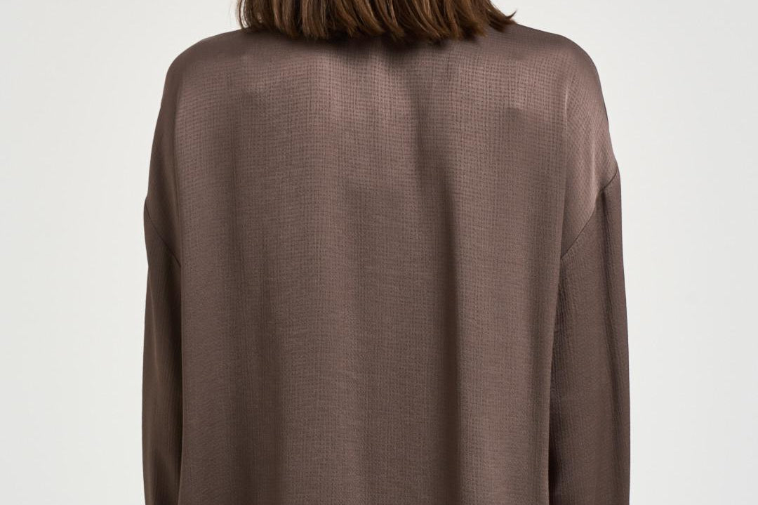 Camicia donna satinata marrone A06402 01943151 PESERICO 