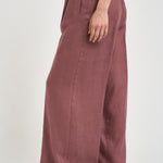 Pantalone donna palazzo in lino rosa malva S6SN38 H92 SEMICOUTURE 