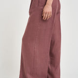 Pantalone donna palazzo in lino rosa malva S6SN38 H92 SEMICOUTURE 