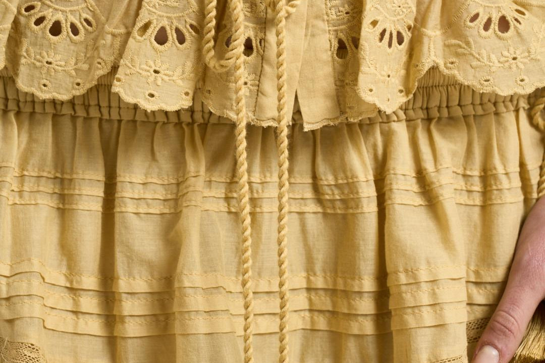 Blusa donna Polly con pizzo giallo pastello HT0767FA D1J05E10LC MARANT ETOILE 