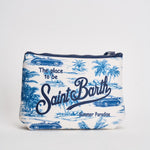 Pochette donna Aline con fantasia tropicale azzurra e bianca ALINE 01078L MC2 SAINT BARTH 