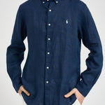 Camicia uomo in lino blu 710968915 506 RALPH LAUREN 