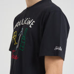 T-shirt uomo girocollo nera con ricamo ARNOTTWM BOL00EMB MC2 SAINT BARTH 