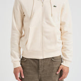 Felpa uomo con cappuccio in pile panna SH9626 XFJ LACOSTE 