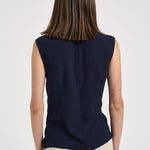 Blusa donna Aglaia con drappeggio blu F6ST55 N08 LIVIANA CONTI 