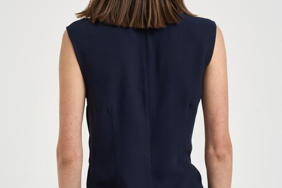 Blusa donna Aglaia con drappeggio blu F6ST55 N08 LIVIANA CONTI 