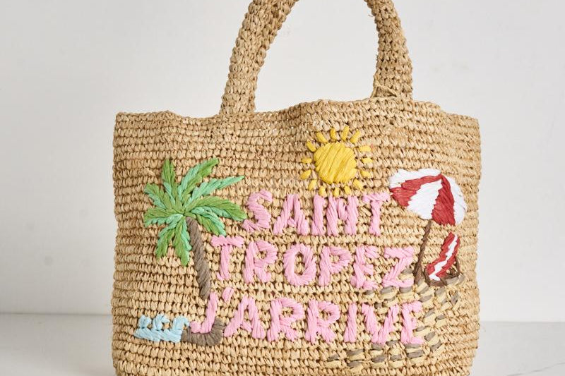 Borsa donna in rafia Saint Tropez j'arrive RAFB002 01554F11 MC2 SAINT BARTH 