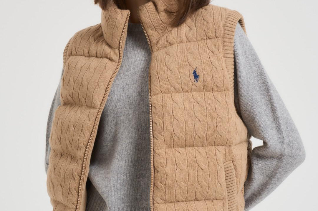 Gilet donna trapuntato in lana cammello 211966120 002 RALPH LAUREN 