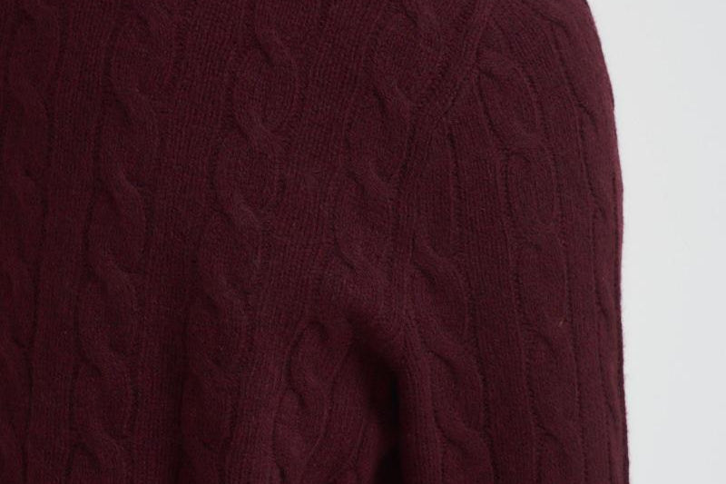 Maglia uomo a treccia bordeaux 710876762 011 RALPH LAUREN 