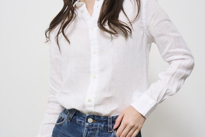 Camicia donna in lino bianco ottico 211970730 001 RALPH LAUREN 