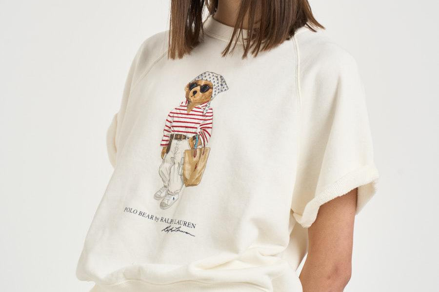 T-shirt donna in felpa panna 211B20069 001 RALPH LAUREN 