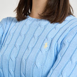 Maglia donna girocollo a trecce celeste 211971869 512 RALPH LAUREN 