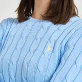 Maglia donna girocollo a trecce celeste 211971869 512 RALPH LAUREN 