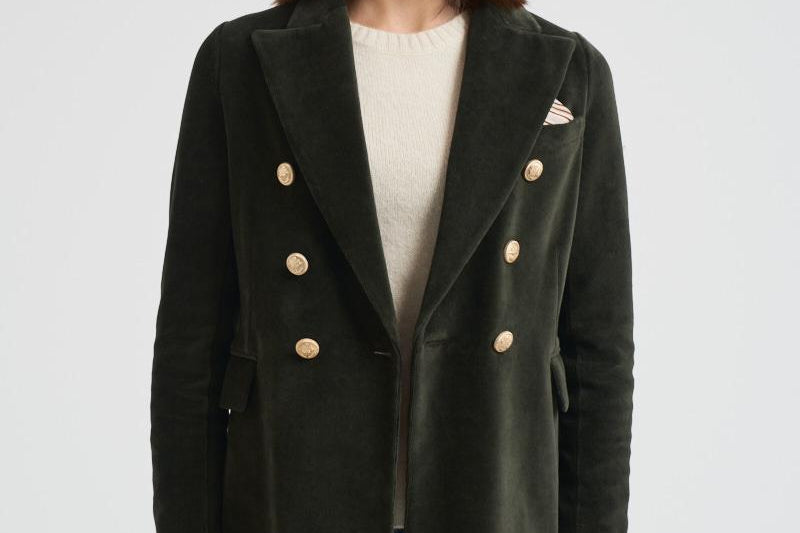 Giacca donna doppiopetto in velluto verde FD3623 G1207 CIRCOLO 1901 
