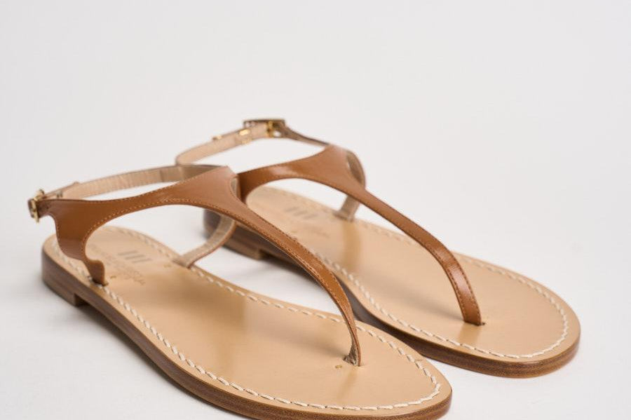 Sandalo donna infradito cammello K5867 CUOIO EMANUELA CARUSO CAPRI 
