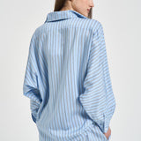 Camicia donna a righe celeste NYNNON BLUELEFT IRO 