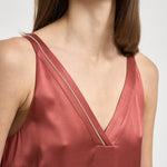 Abito donna midi rosso mattone A02056 06638124 PESERICO 