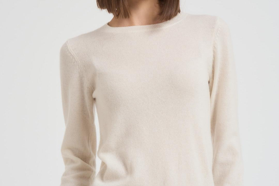 Maglia donna girocollo panna CATELINA CREAM ABSOLUT CASHMERE. 
