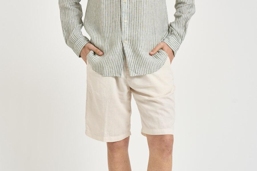 Camicia uomo in lino a righe verde 710B15594 001 RALPH LAUREN 