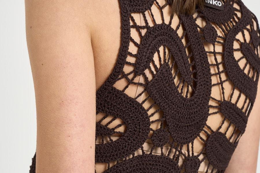 Top donna in crochet marrone 106438A354 ERUZIONEM05 PINKO 