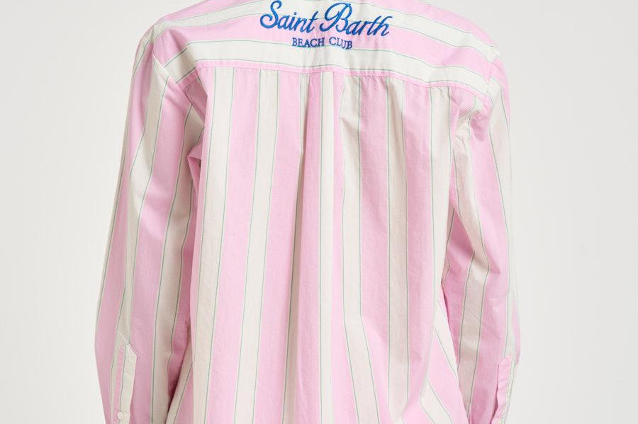 Camicia donna a righe rosa BRIG001 2153 MC2 SAINT BARTH 