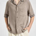 Camicia uomo a maniche corte tortora GMP02612 P00232760398 GOLDEN GOOSE 