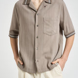 Camicia uomo a maniche corte tortora GMP02612 P00232760398 GOLDEN GOOSE 