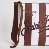 Pochette donna Aline a righe bianca e marrone ALINE 09242L MC2 SAINT BARTH 