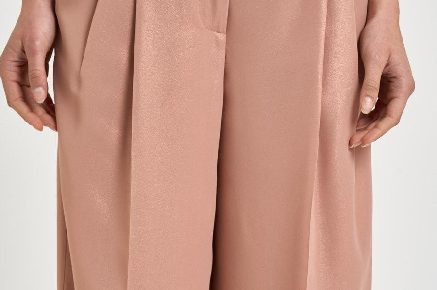 Pantalone donna a palazzo in georgette rosa E04185D 157 PESERICO 