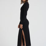 Abito donna lungo con spacco nero D550909 LIME013NERO P.a.r.o.s.h. 