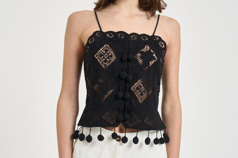Top donna Nelssy in sangallo nero HT0859FA D2J01IBLACK ISABEL MARANT 