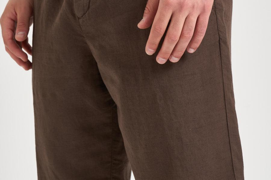 Bermuda uomo in lino marrone 26P717 82 PERFECTION 