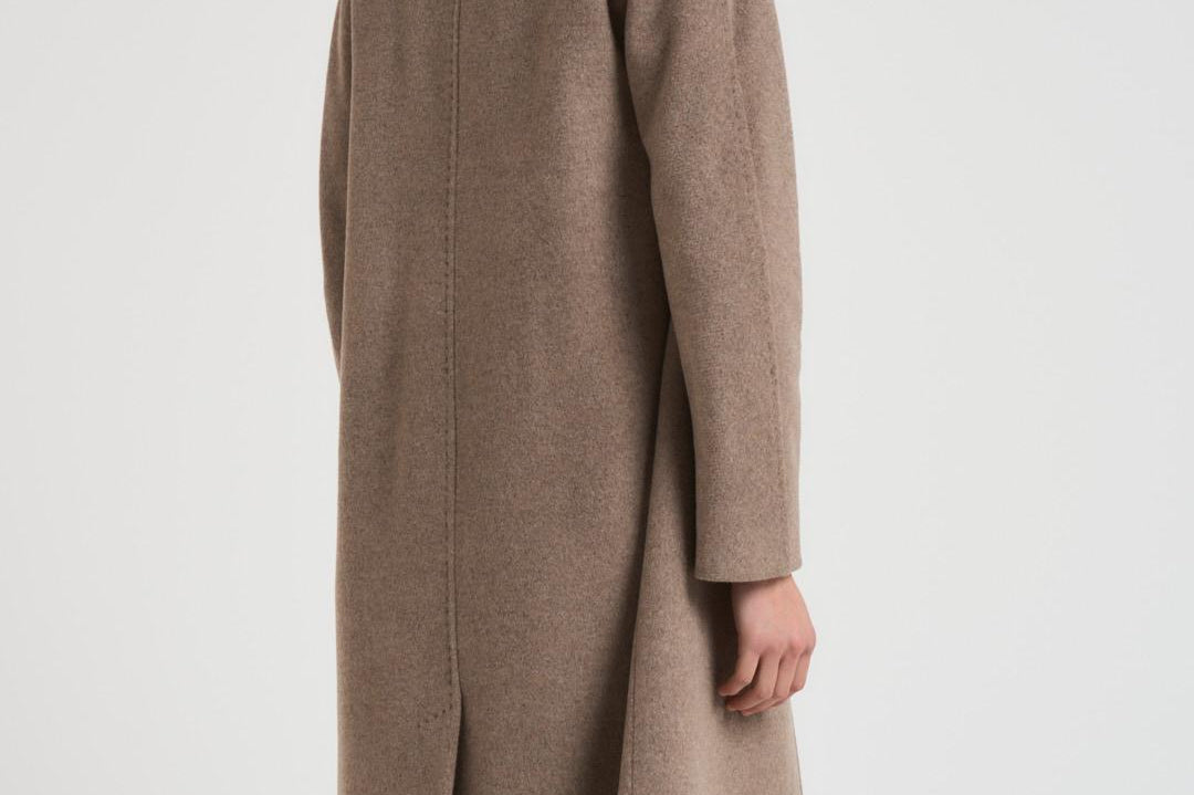 Cappotto lungo donna doppiopetto tortora MYRNA DEBORA81 ACCADEMIE TESSILI 