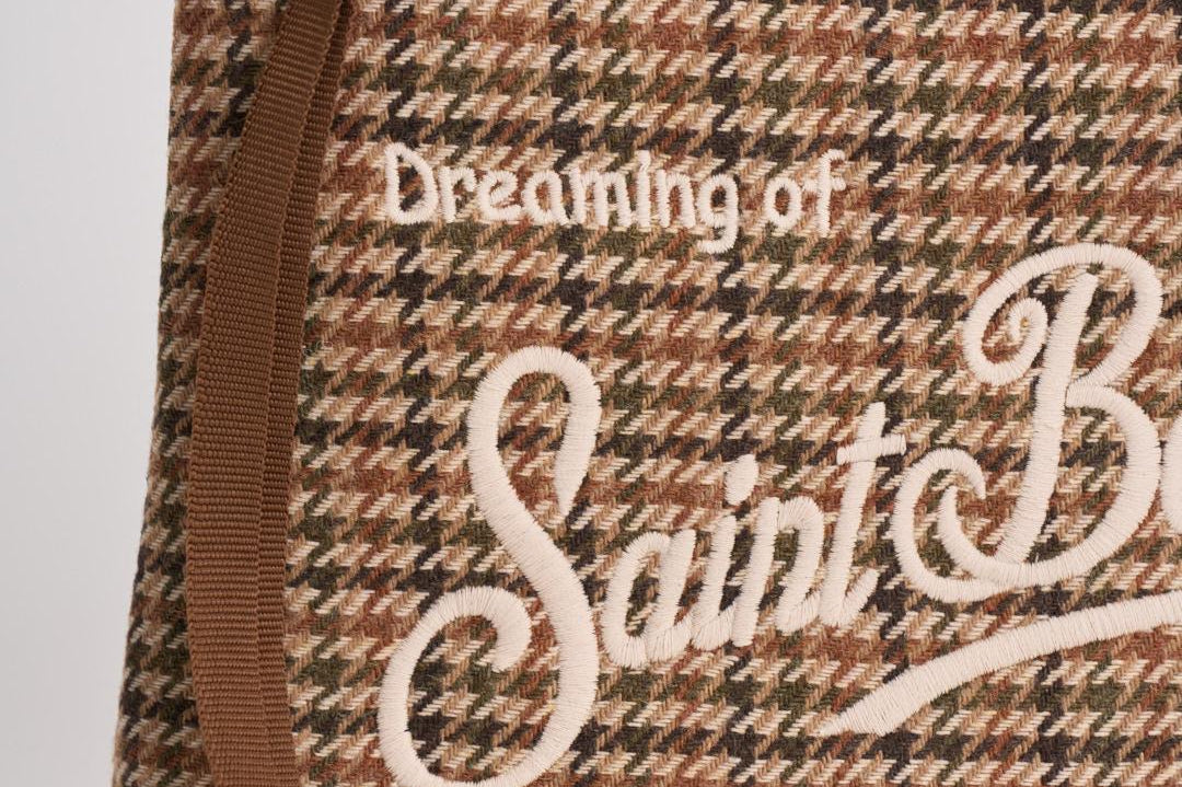 Pochette donna Parisienne Wool Pied de Poule verde ALINE WLPPOULE51 MC2 SAINT BARTH 