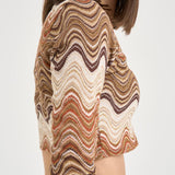 Top donna degradé zig zag marrone SIVIGLIA 01846L MC2 SAINT BARTH 