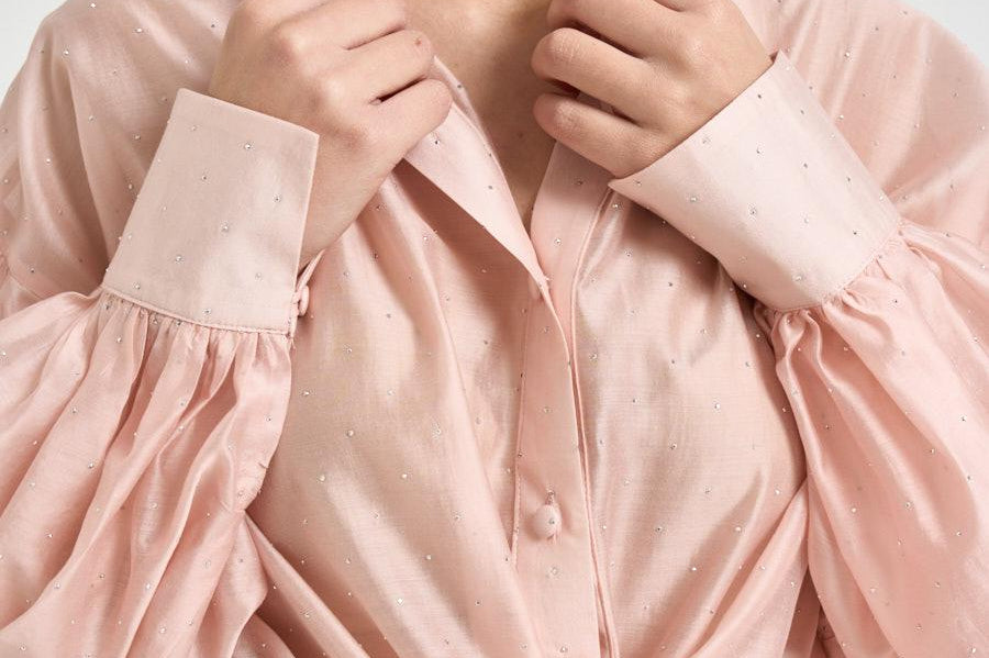 Camicia donna con strass rosa 16147 PINK ACTUALEE 